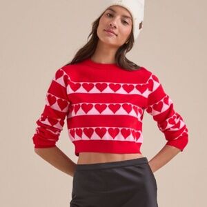 ALTAR'D STATE Juliette Heart Fitted Sweater Size Small